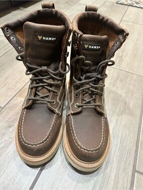 Hawx Men’s Brown Leather Lace-Up Work Boots